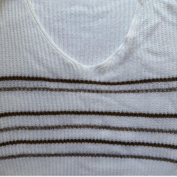 SHEIN Tops - SHEIN White and Brown Striped Crop Top